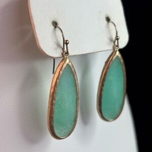 Gold and Mint Teardrop Earrings